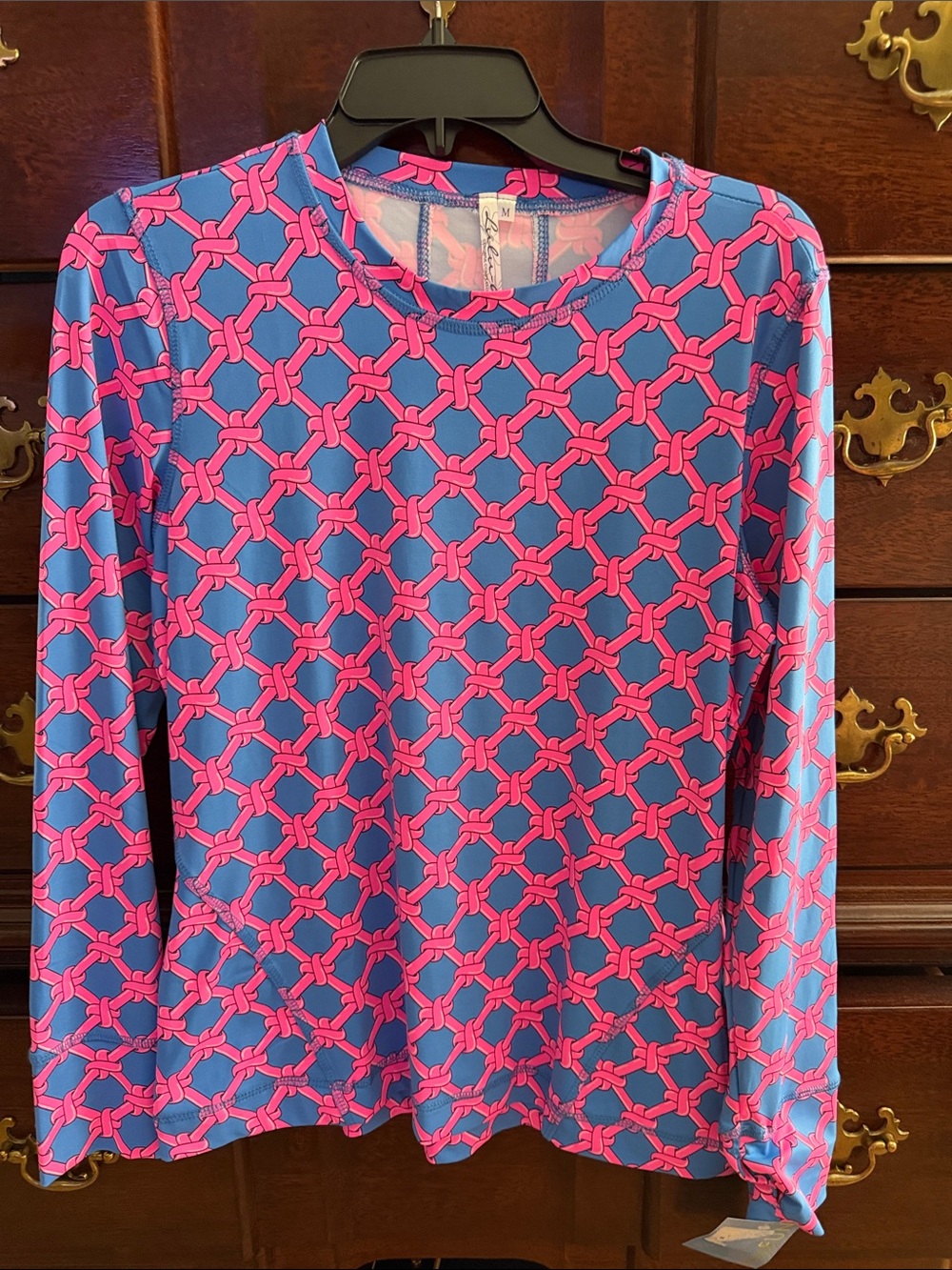 Lulu-B Blue & Pink Long-Sleeve Patterned Women's Top